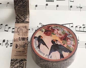 1-15 mm shabby washi tape, French scrip, perfect for journals, planners, gift