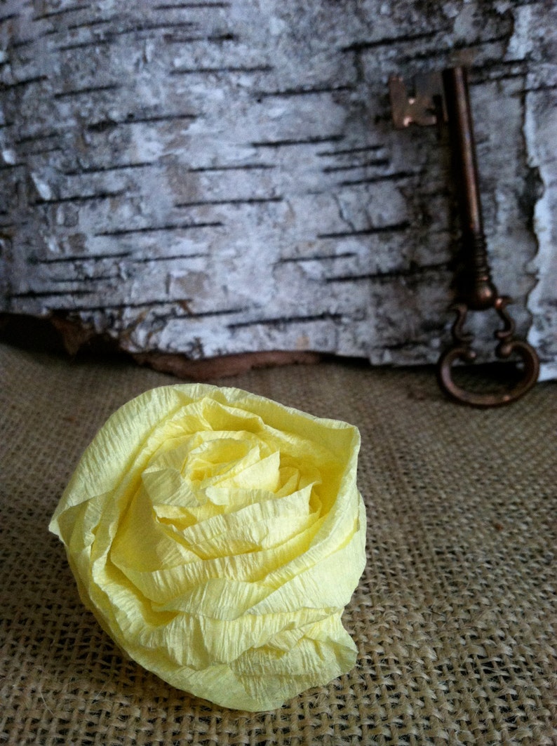 Yellow Crepe Paper Rose Handmade Set of 20 Etsy