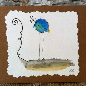 Cartões de notas de pássaros em aquarela caprichosos feitos à mão em branco - conjunto de 4