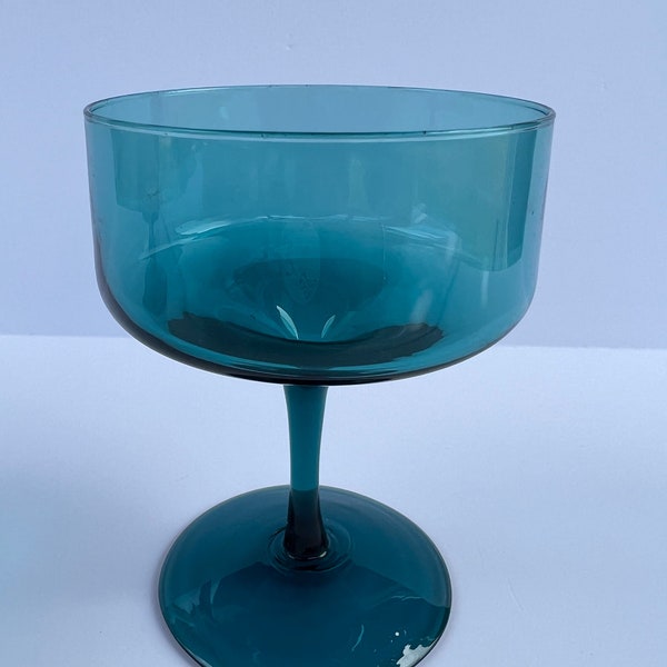 Vintage Neel Pfau Blau Champagner Sherbet Glas mundgeblasen von Colony - One Piece