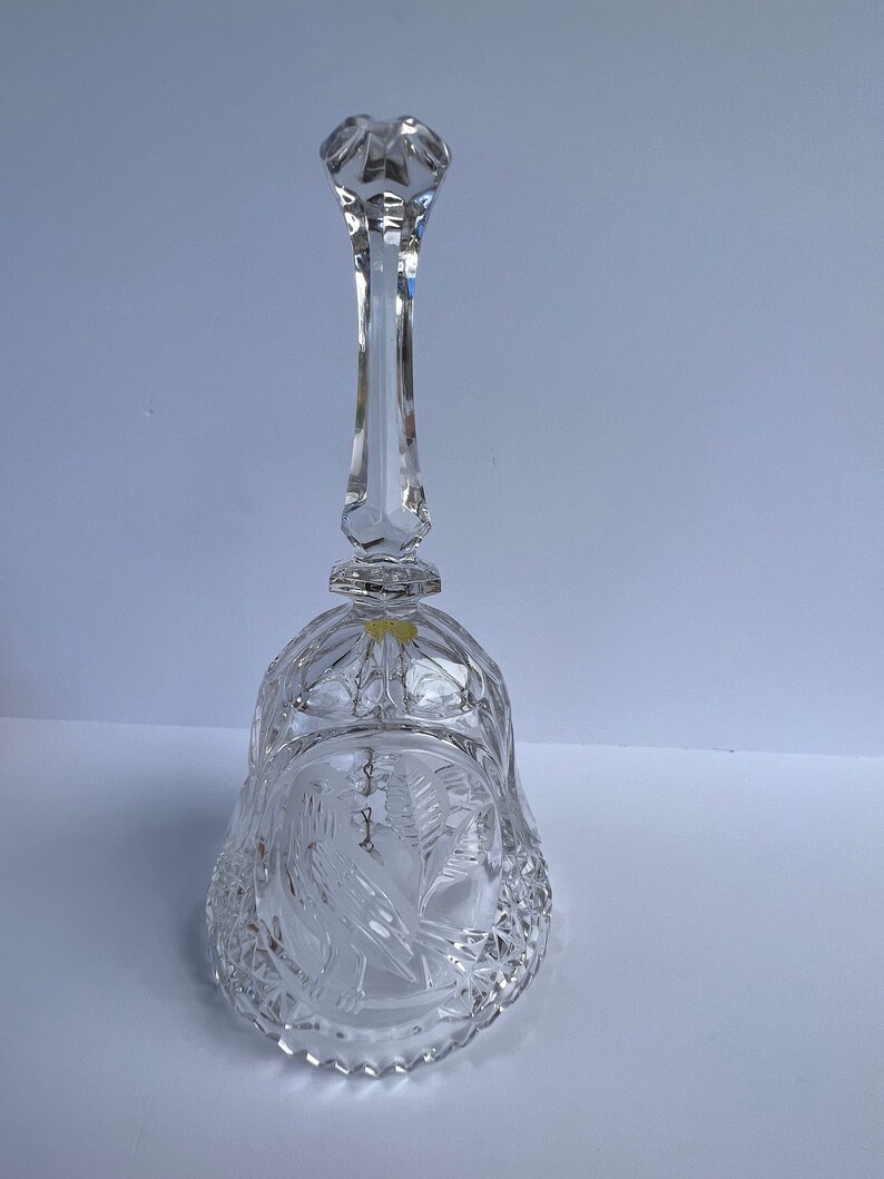 Vintage 24 Pbo Lead Hand Cut Bird Etching Crystal Dinner Bell Etsy