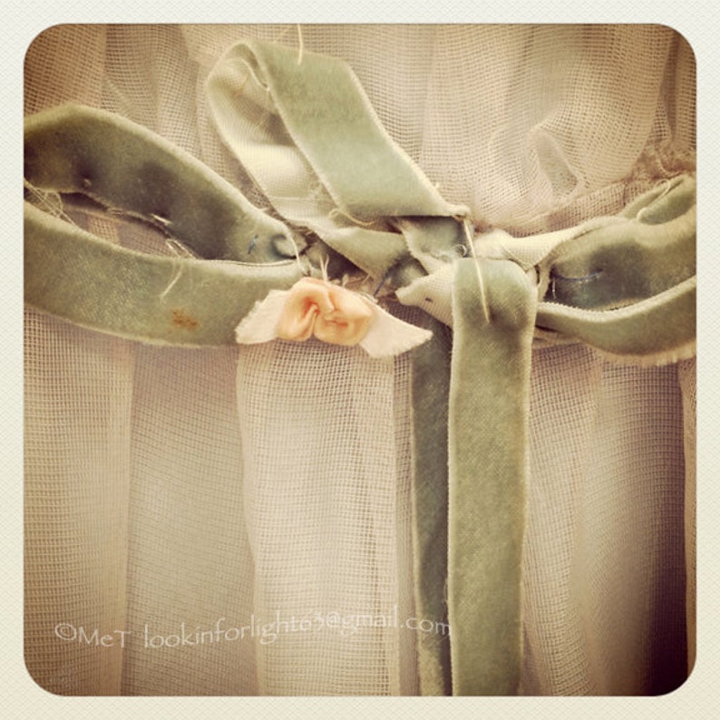 Vintage Dress Photo, Pastel Antique, Photo Art, Pink, Sage Dreamy, feminine photo art, Cottage Chic, Vintage Pretty dress, lace ribbon satin image 1