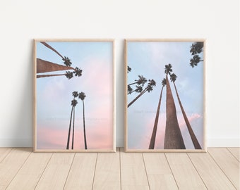 Palm Trees | Looking Up | Digital Print Set | California Photo | Beach Art Set | Orange County Photo | Coastal Sky Photo  | Minimalist View