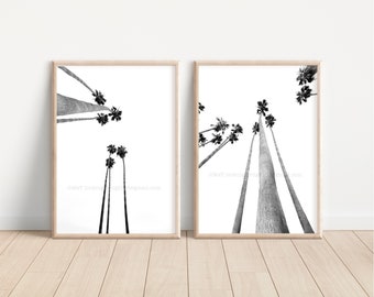 Palm Trees | Looking Up | Digital Print Set | California Photo | Beach Art Set | Orange County Photo | Black white Photo | Minimalist View