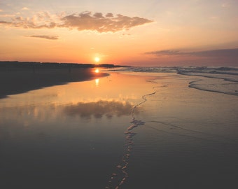 Sunrise Beach Photo | Ocean  Cloud Photo Art | Ocean Sunrise Photo | Cloud Reflection | Atlantic Ocean | Sunset Beach | North Carolina Photo