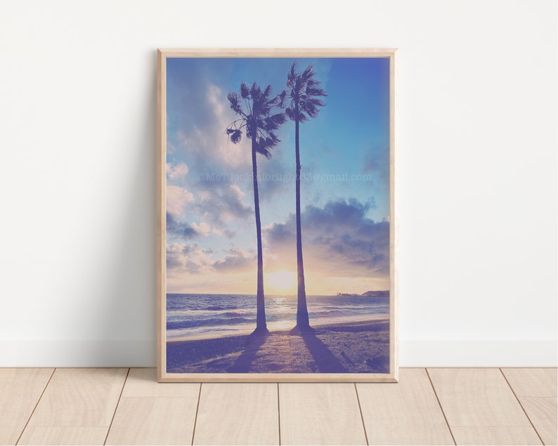 Palm Trees Ocean Sunset California Photo Beach Art Orange County Coastal Sky Pacific Coast Dana Point Art SoCal Photography image 1