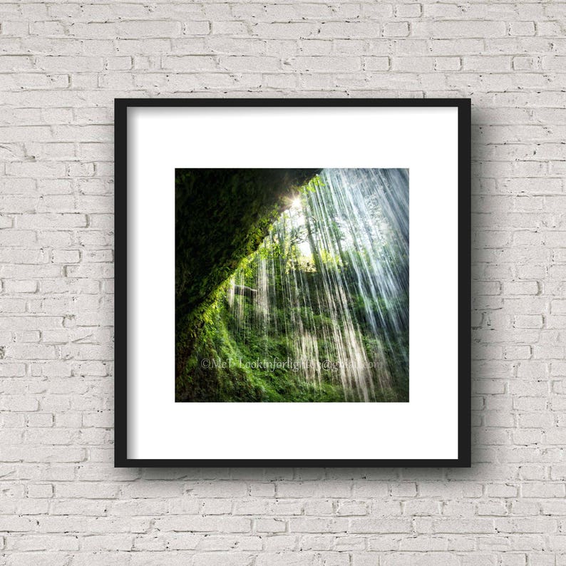 Sunlight Waterfalls Art Green Rain Forest Print Rainforest Wall Decor Waterfalls Photo Silver Falls State Park Oregon Nature Print 画像 9