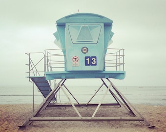 Beach Photo, Lifeguard Tower Photo, California Beach Photo, #13 Lifeguard art, Dana point, Doheny Beach, Orange County Beach, Pacific Ocean