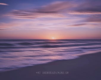 Dreamy Beach Photo | Surreal Ocean Tide | Violet Ocean Sunset | Leo Carillo State Park | Malibu Beach | Abstract Ocean | Pacific Ocean Waves