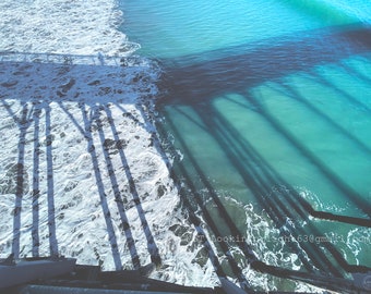 Blue Ocean Photo | Abstract Pacific | Ocean Shadow | Minimalist Ocean Print | Abstract Wall Decor | California Modern Art | San Simeon Pier