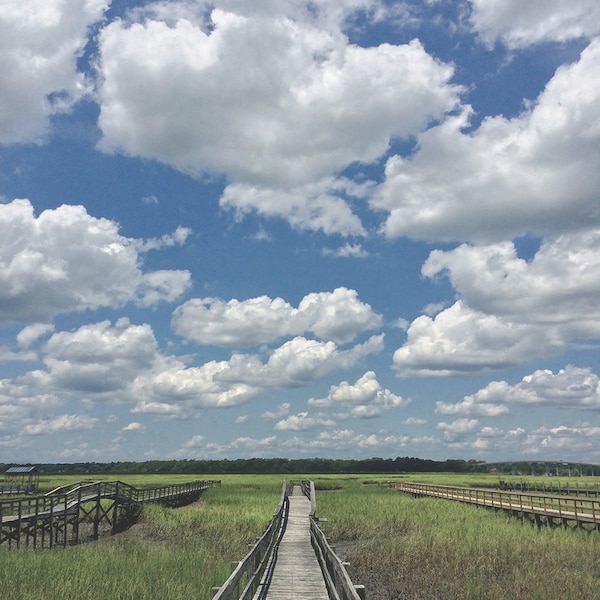 Intercoastal Marsh Photo | Cloudy Landscape Art | Blue sky Green Marsh | North Carolina Coast | Sunset Beach Photo | North Carolina Nature