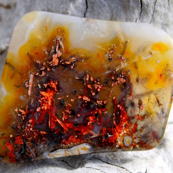 Rare and wild TRENT AGATE with stunning firey inclusions