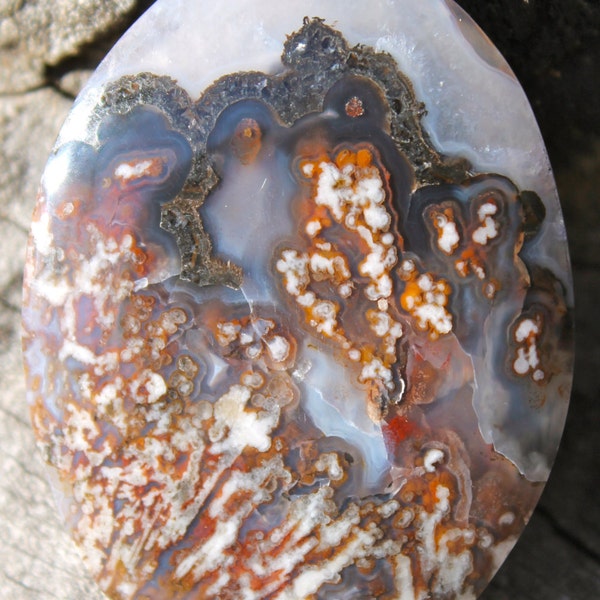 BIG DIGGINS plume agate designer cabochon