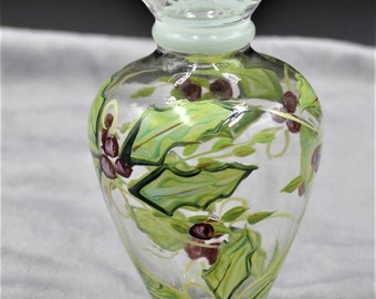 Tracy Porter Hand Painted Vase for the Holidays Holly and Snowflakes Hard to Find Christmas New Year's