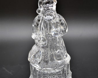 Vintage Santa Clause Crystal Candy Dish Two Piece Christmas Decor