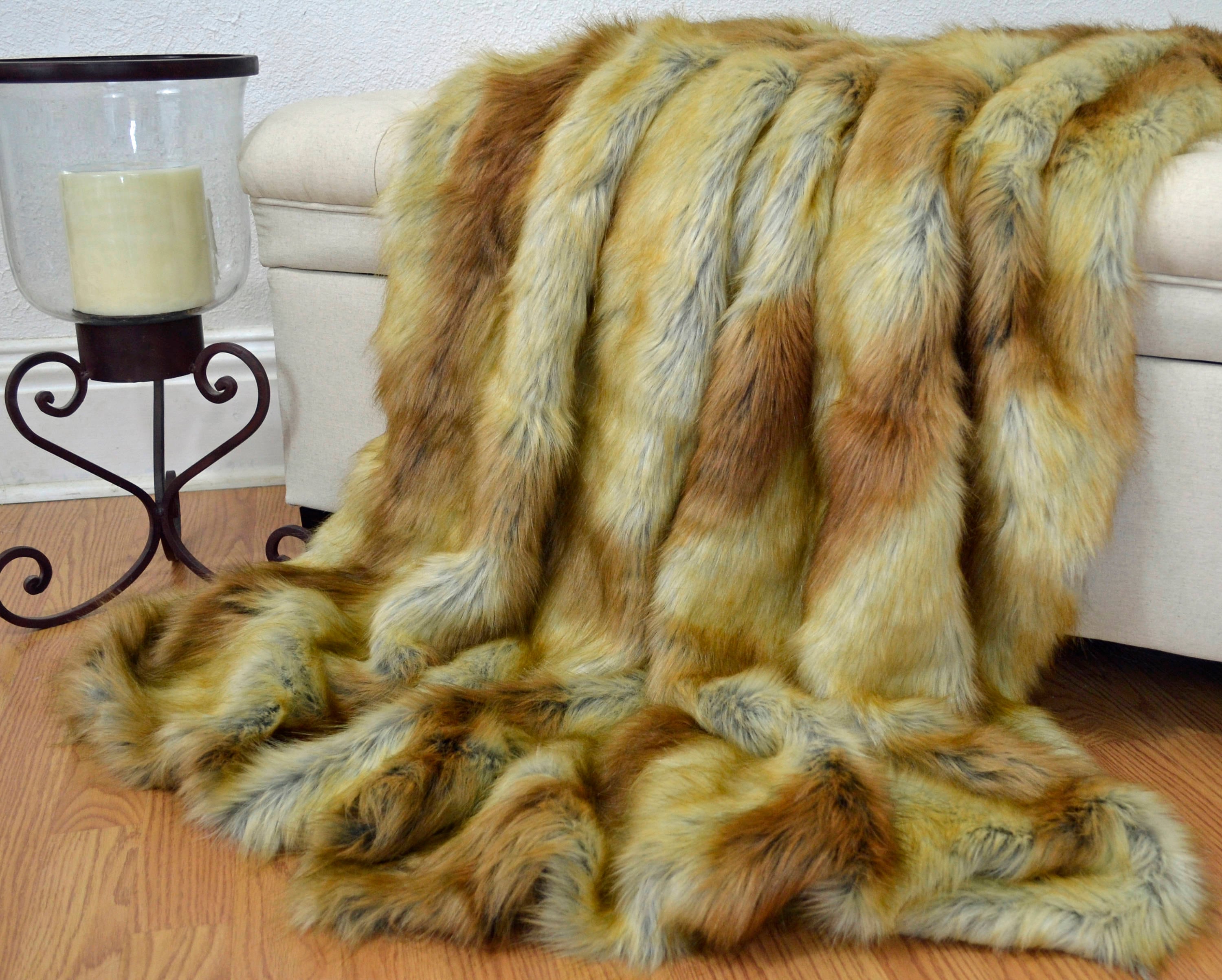 Faux Fur Fox Blanket Throw Faux Fur Blanket Faux Fox Fur Etsy