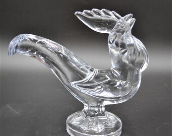 Vintage New Martinsville Glass Rooster Barnyard Farmhouse Cottage Core Collectable Glass Viking Glass