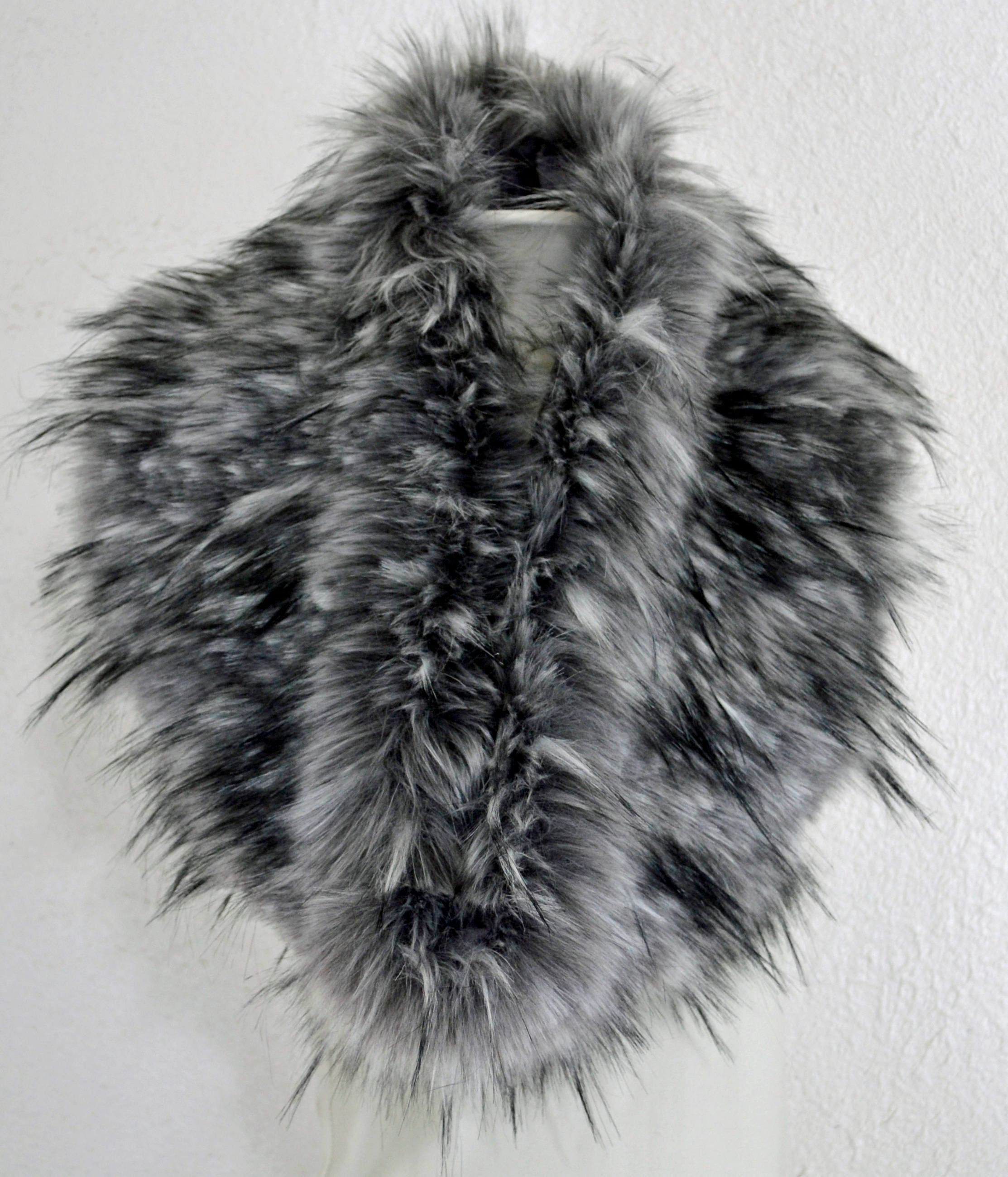 Faux Fur Scarf Grey Faux Fur Cowl Wolf Scarf Neck Warmer | Etsy