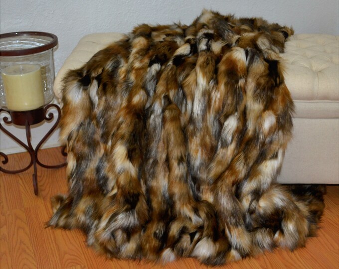 Faux Fur Throw Blanket Rich Brown Tones Faux Fur Lap Etsy