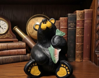 Vintage Big Sky Bears Jeff Fleming Bear Table Lamp With Shade