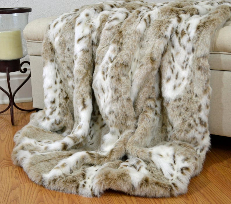 Leopard Faux Fur Throw Snow Leopard Throw Fur Bedding Lap Etsy 