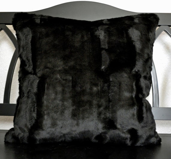 Faux Fur Pillow Black Faux Fur Pillow Fake Fur Pillow Etsy