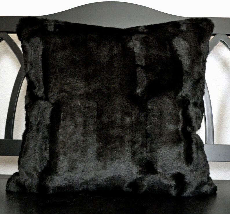 Faux Fur Pillow Black Faux Fur Pillow Fake Fur Pillow Etsy