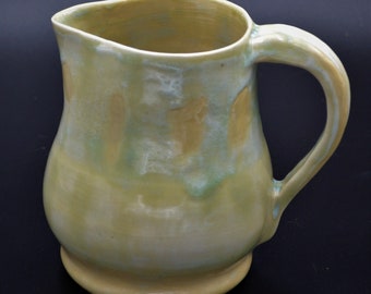 Vintage Art Pottery Pitcher with a Pastel Drip Glaze, Artisan Signed Studio Pottery, Small Spring Pottery Pitcher