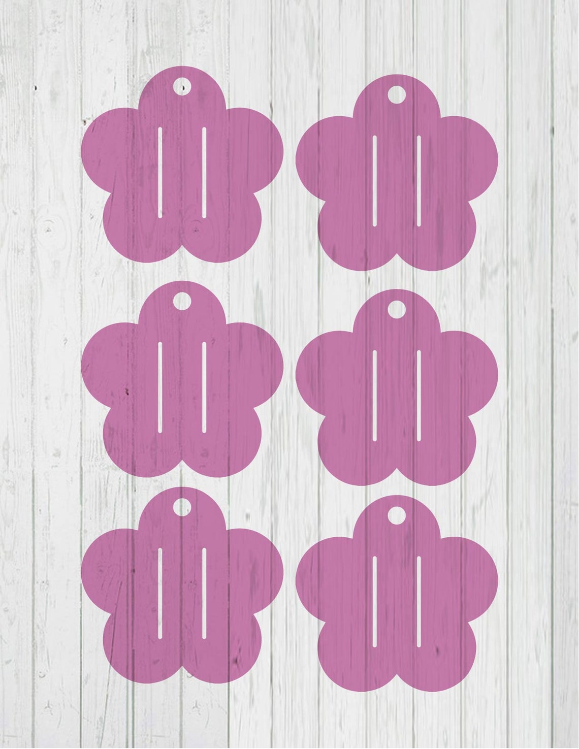 5 Petal Flower Hair Clip Display Card Template Svg Dxf Png Ai Etsy