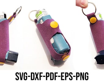 Inhaler puffer holder Key fob chain template svg dxf png pdf eps cut files