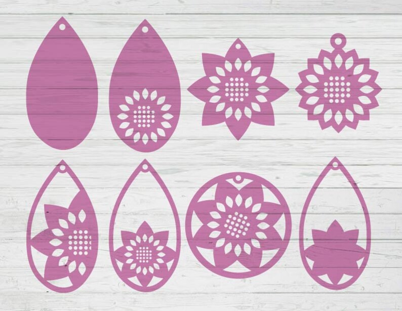 Download Flower earrings template svg dxf png ai files | Etsy