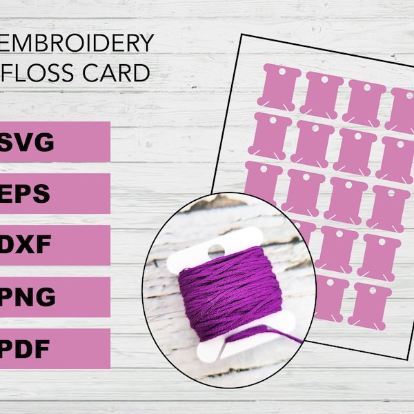 Embroidery floss card pdf eps dxf svg png files instant download