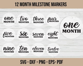 Baby Monthly Milestone rounds 4 inch 12 template svg png eps pdf dxf files