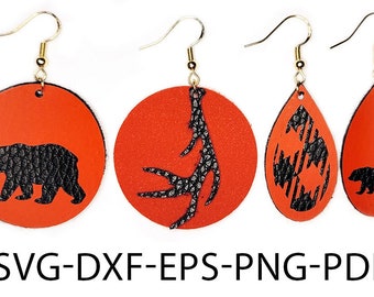 Hunting 2 earrings template svg png dxf eps pdf files