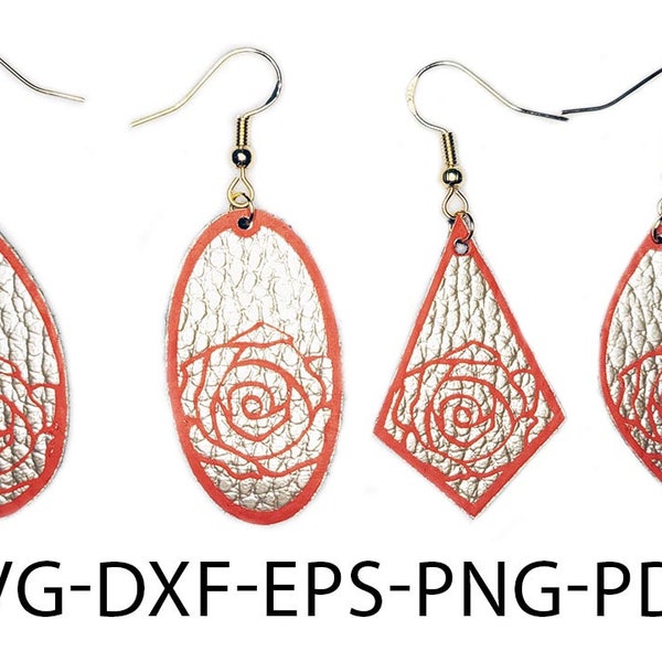 Roses earrings 1 template svg dxf png pdf eps files