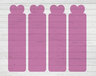 2 x 7 heart top bookmark template svg dxf png ai files