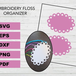 Floss organizer oval pdf eps dxf svg png files instant download