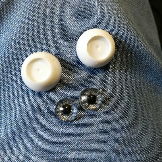 14mm BJD DIY blank acrylic eyes half ball with black pupils 1 Pair