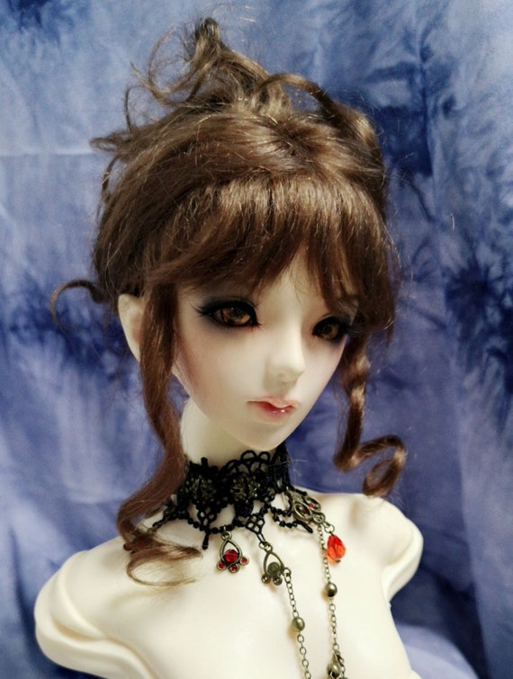 22-23cm BJD Hair Wig in Natural Mohair for 13 doll head cric 8-9 DF-3DW043 Brown