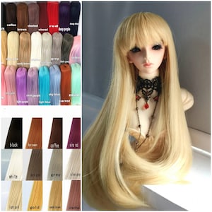 Doll Hair Wig full color & full sizes for selections head circumference can be 5" to 16" (13cm to 38cm)