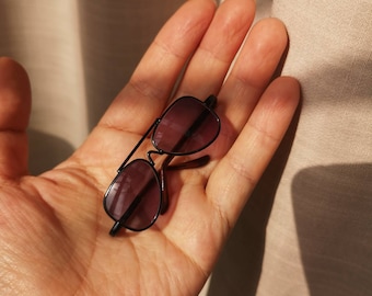 BJD Doll Sunglasses for 1/3 and uncle size 7cm , Black Frame + Dark Grey Lens