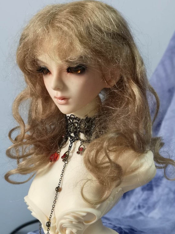 Bjd Hair Wig In Natural Mohair For 1 3 Doll Head Cric 8 9 Etsy