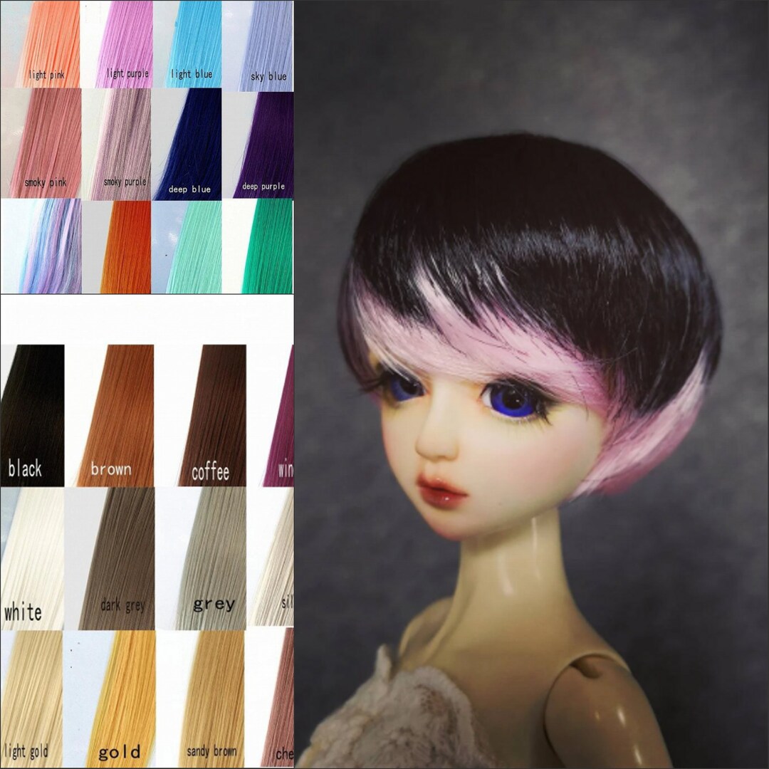 Long Curly BJD Doll Wig With Neat Bangs - Dark Brown 8-9 Inch Doll Hair For 1/3 Scale Dolls