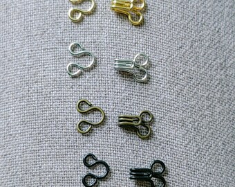 6×11mm Mini Hook and Eye, Gold, Silver, Black and Bronze, Hook and Eye Clasp, for Doll Sewing Projects, Mini Craft Supply, BJD Blythe Barbie