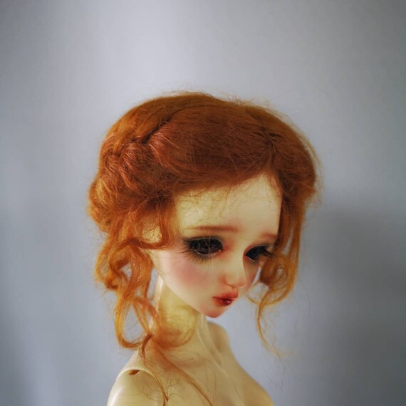 22-23cm BJD Hair Wig in Natural Mohair for 13 doll  head cric 8-9 DF-3DW043 Brown
