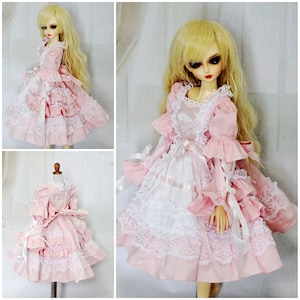 BJD Doll Clothes Lolita Pink Dress 1/4  MSD  1/3 SD or simiar sz002