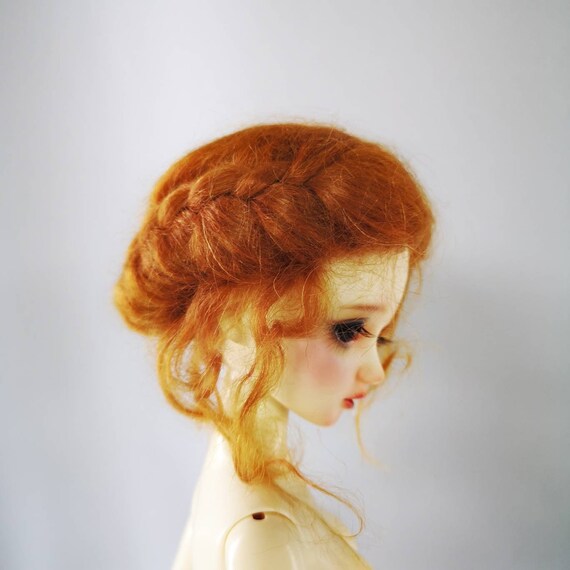 22-23cm BJD Hair Wig in Natural Mohair for 13 doll head cric 8-9 DF-3DW043 Brown