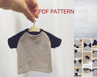 PDF Sewing Pattern ,  Doll Clothes Pattern of 1/3 BJD Doll 58-60cm, Raglan Sleeve T shirt , Easy for Beginner