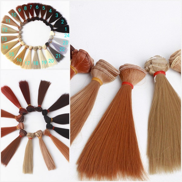 BJD Doll Hair Wig Heat Resistant Straight Fiber, Hair Material for custom wig ,100cm wide, length: 15cm 20cm,25cm, 35cm, 50cm