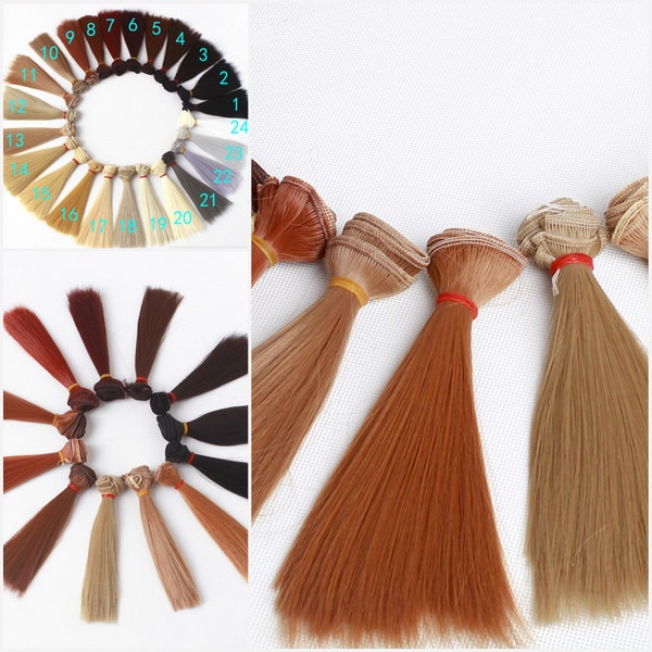 Parrucca per capelli bambola BJD Fibra diritta resistente al calore, materiale per capelli per parrucca personalizzata, larghezza 100 cm, lunghezza: 15 cm 20 cm, 25 cm, 35 cm, 50 cm